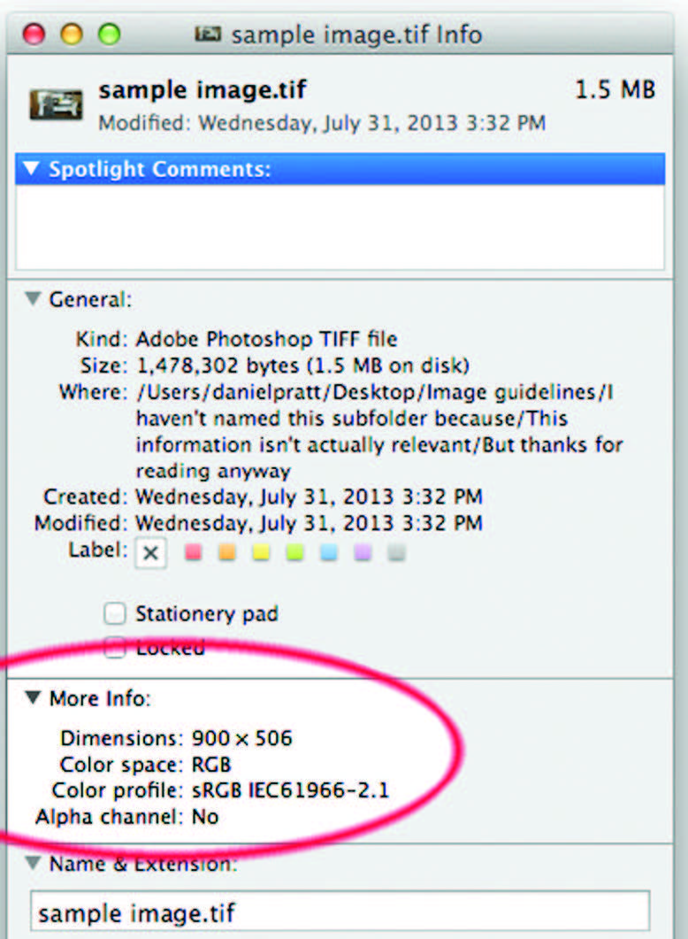 Screenshot of file resolution details on Mac.