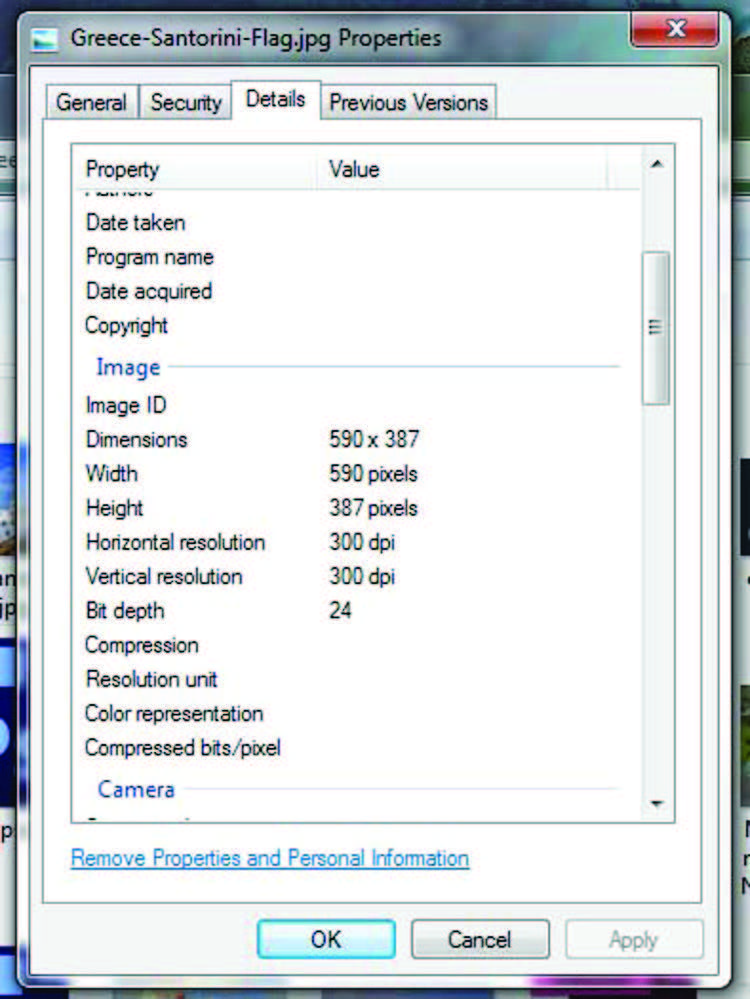 Screenshot of file resolution details on PC